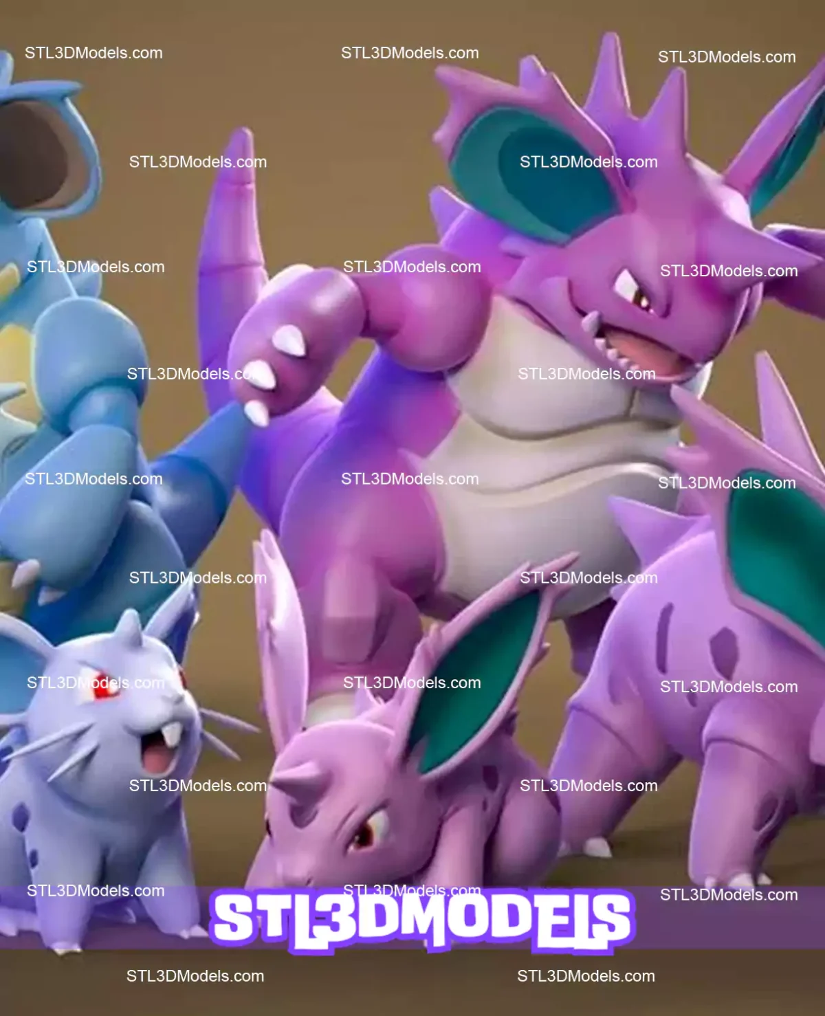 Nidoran Evolutions STL 3D Model 