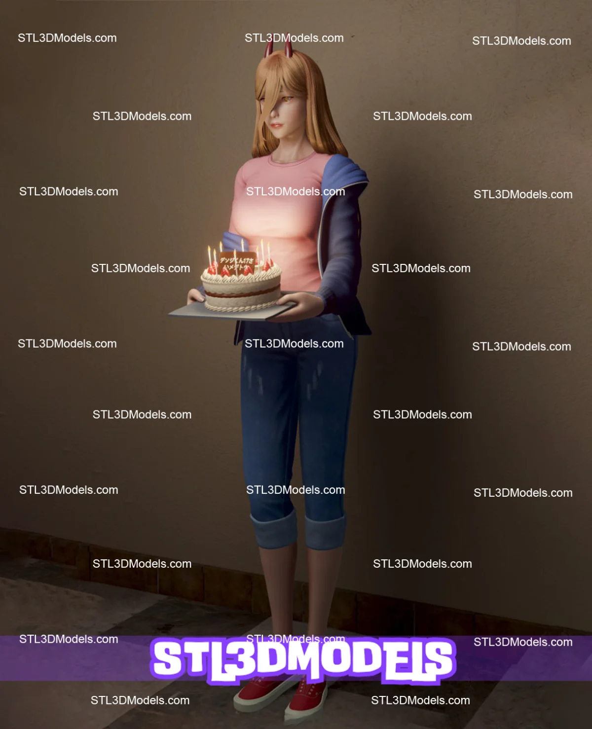 Power Birthday Cake STL 3D Model