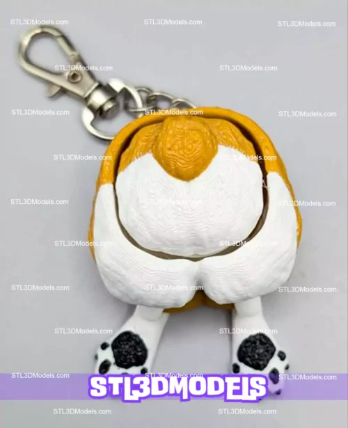 Corgi Butt Fidget Clicker Keychain STL 3D Model 