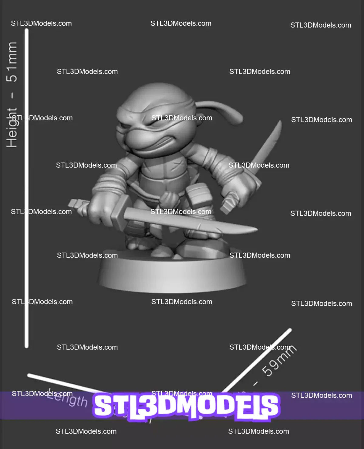 Chibi Ninja Turtle STL 3D Model 