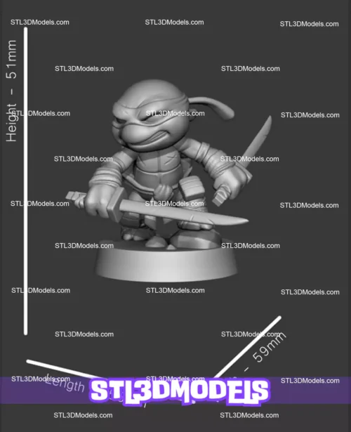 Chibi Ninja Turtle STL 3D Model 