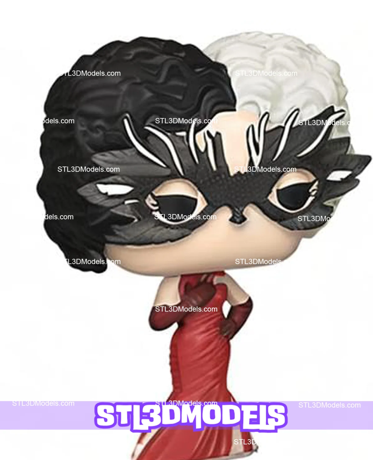 Cruella Funko Red Dress and Mask STL