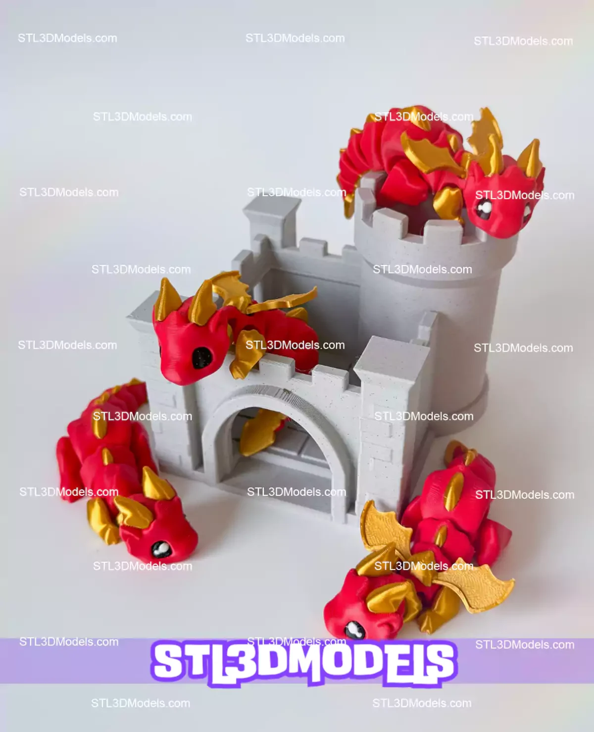 Little Dragon and Castle STL and 3MF