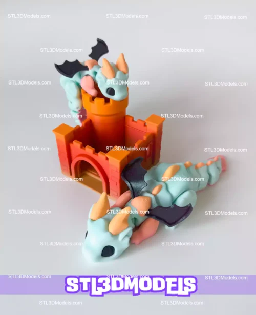 Little Dragon and Castle STL and 3MF