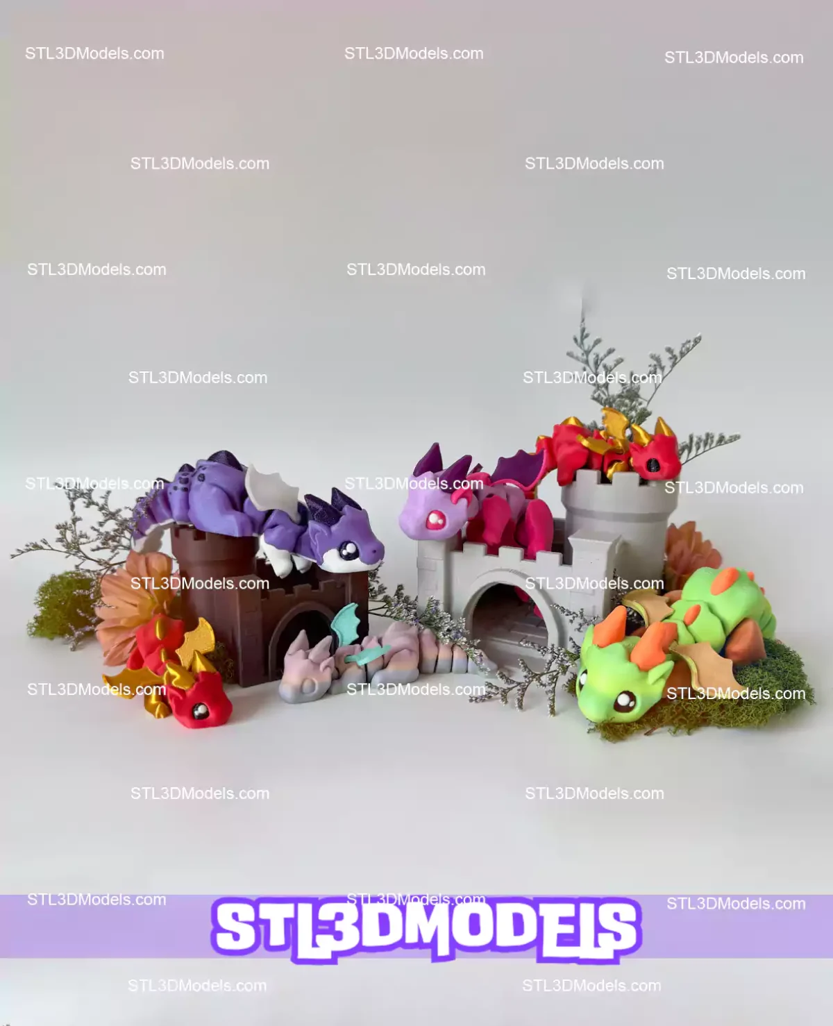 Little Dragon and Castle STL and 3MF