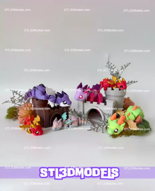 Little Dragon and Castle STL and 3MF