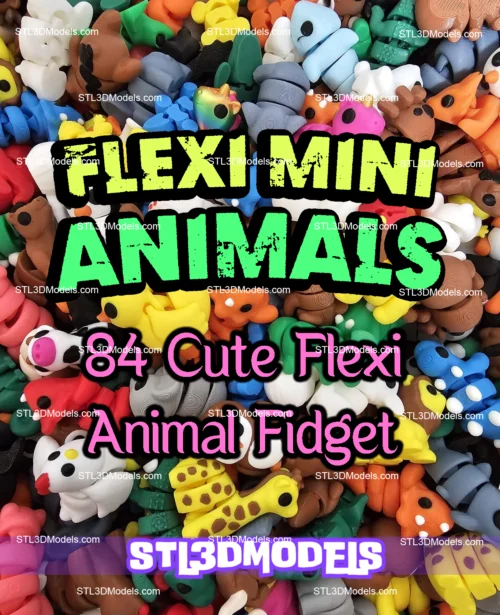Mini Cute Flexi Animal Fidget STL 3D Model 
