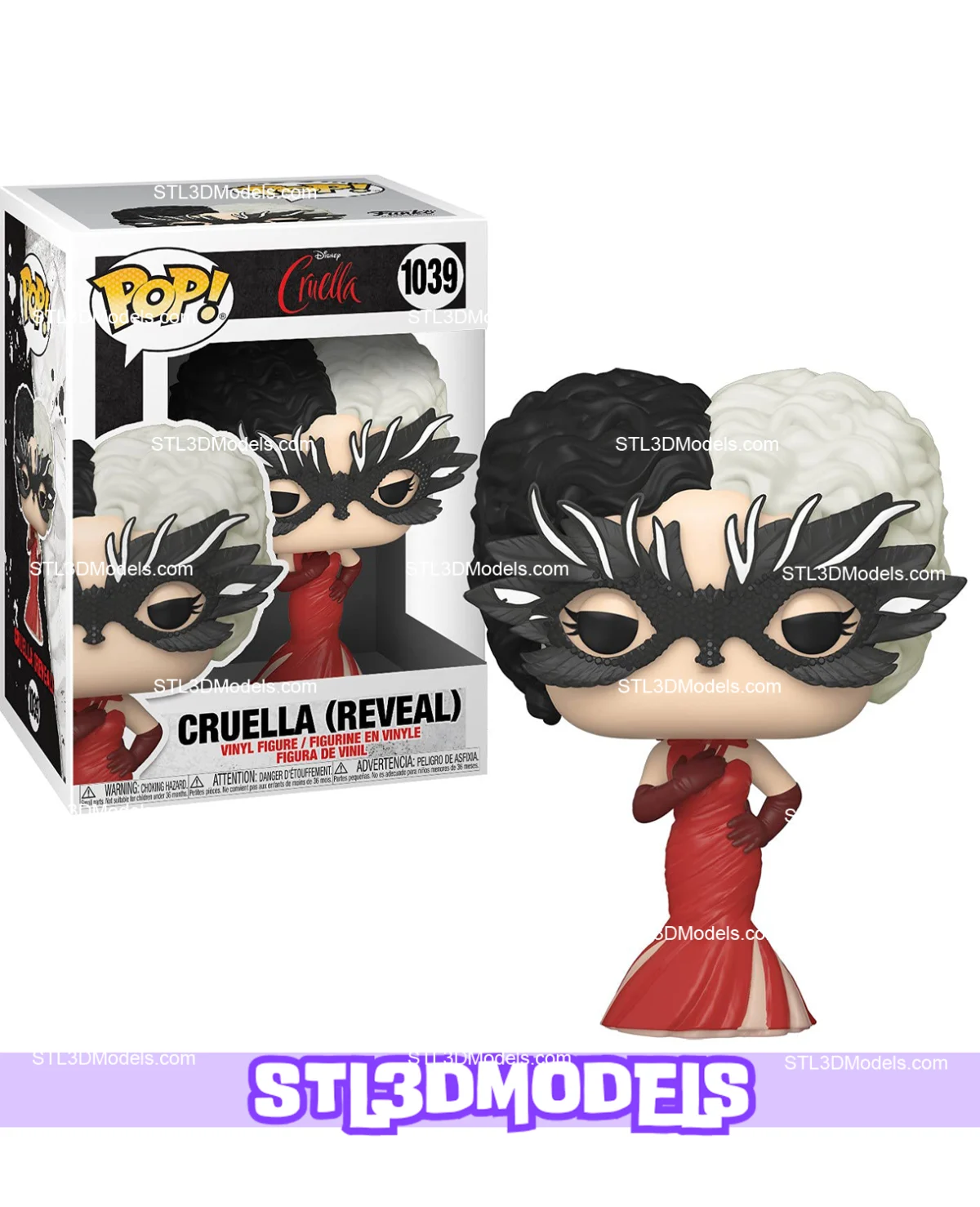 Cruella Funko Red Dress and Mask STL
