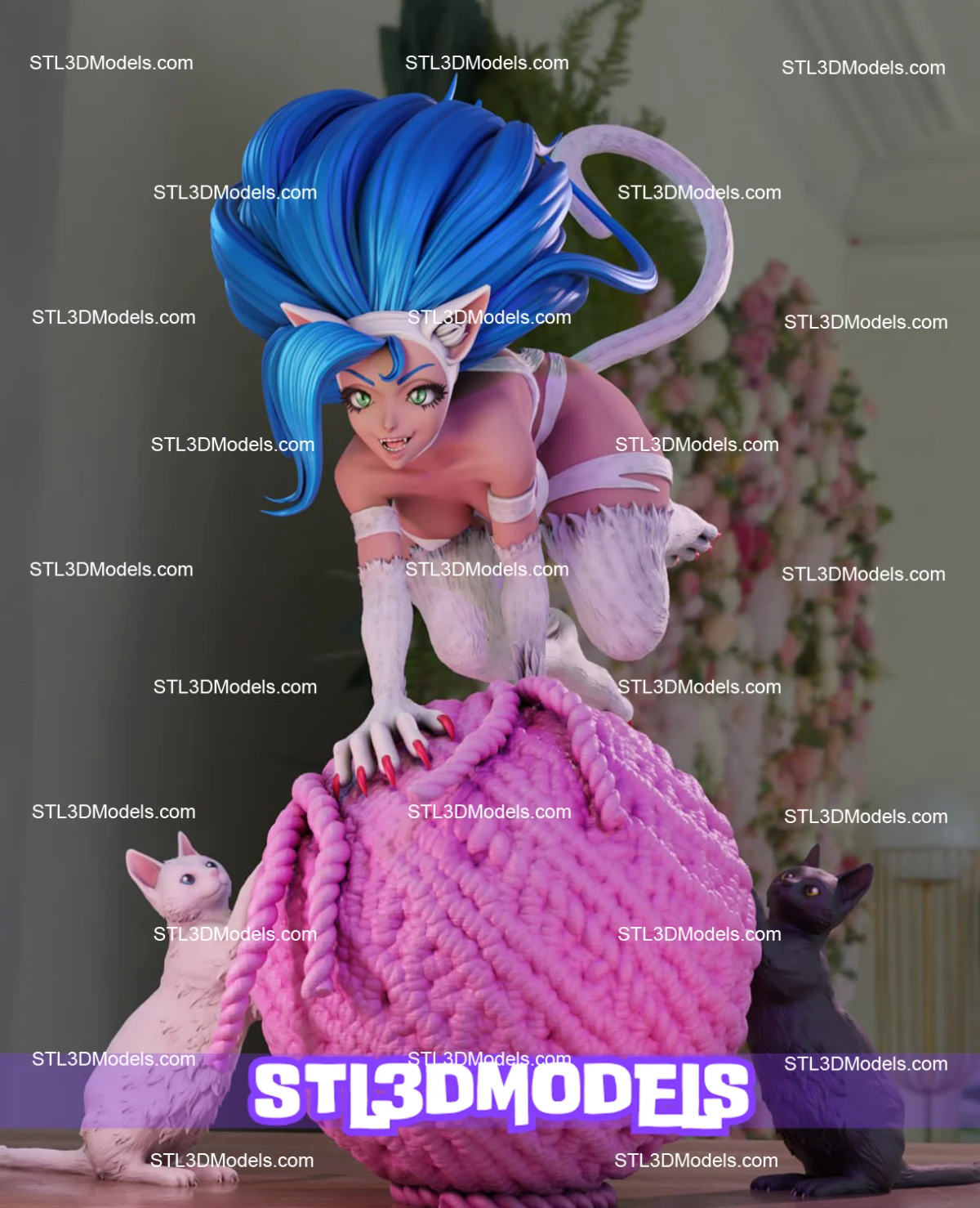Felicia Play with Cat STL 3D Model 