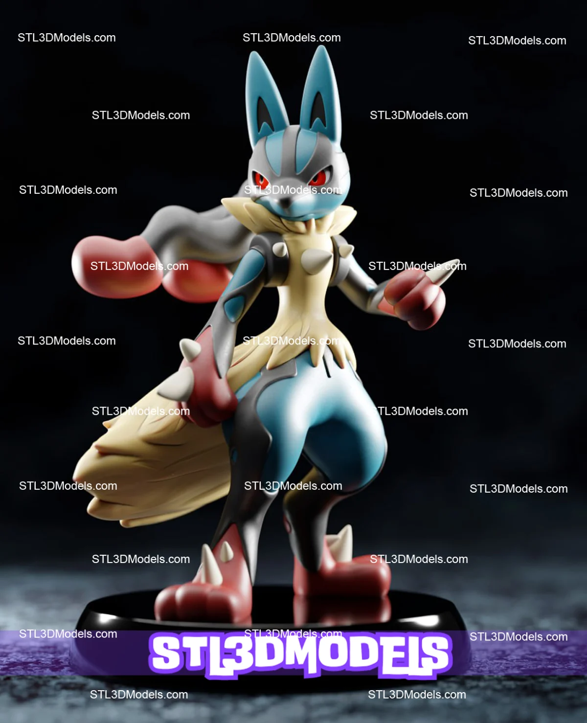 Mega Lucario STL 3D Model