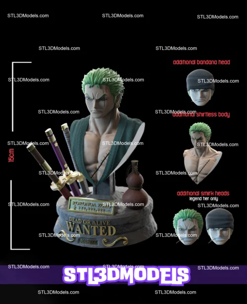 Zoro Bust STL 3D Model 