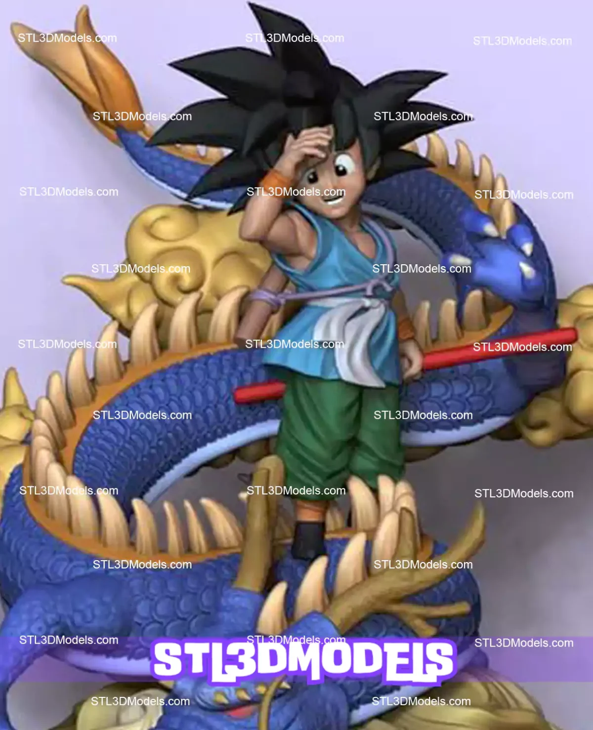 Kid Goku And Shenron STL 3D Model