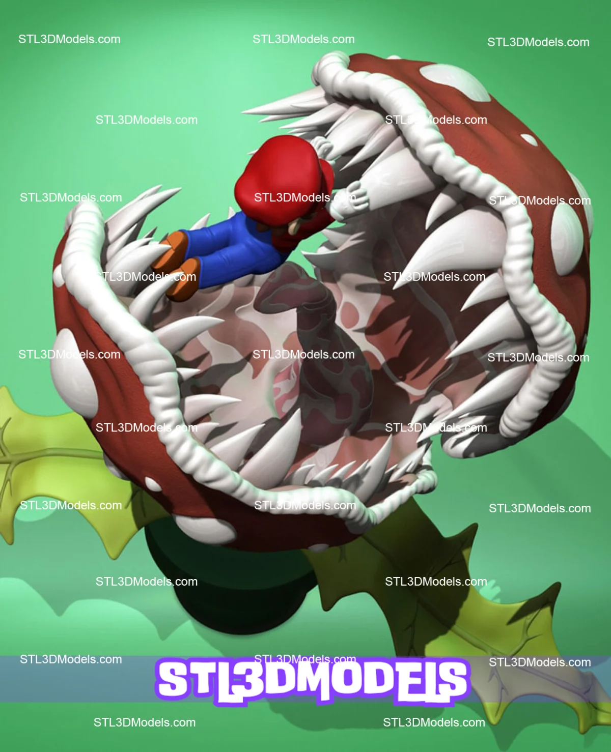 Mario Bros vs Piranha Plant STL 3D Model 