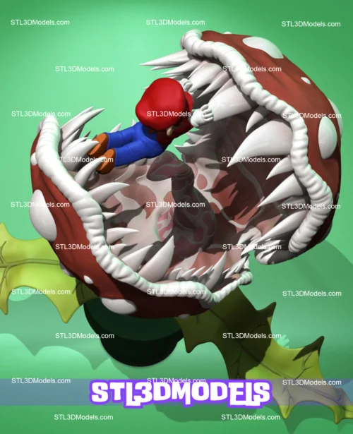 Mario Bros vs Piranha Plant STL 3D Model 