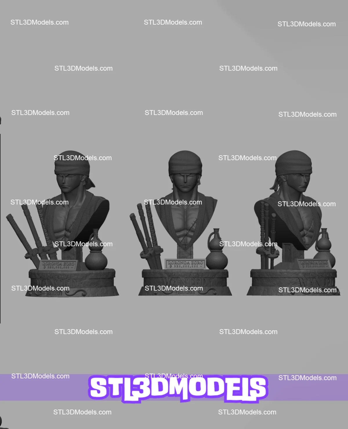 Zoro Bust STL 3D Model 