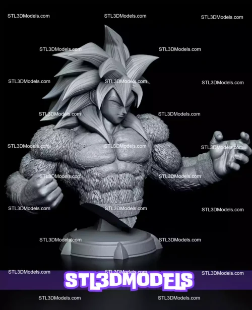Goku SSJ4 Bust STL 3D Model