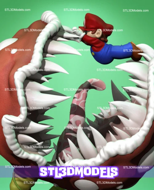 Mario Bros vs Piranha Plant STL 3D Model 