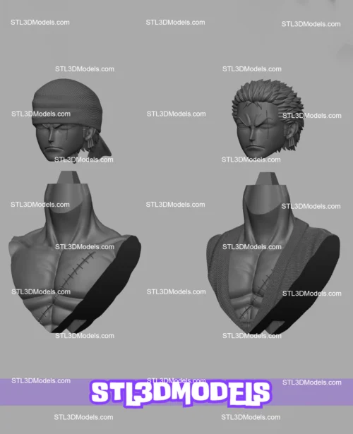 Zoro Bust STL 3D Model 