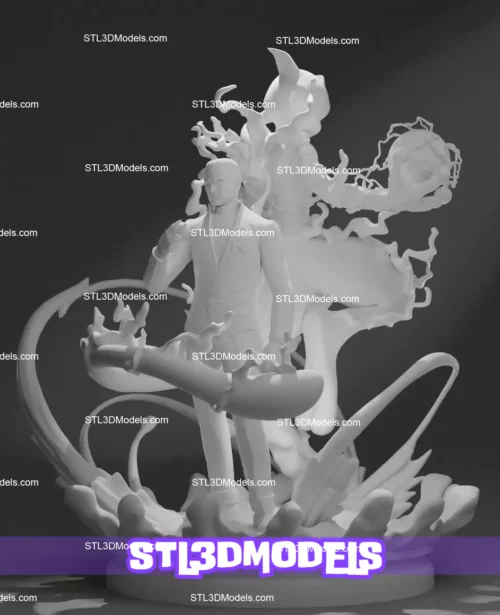 Giovanni and Mewtwo STL 3D Model 