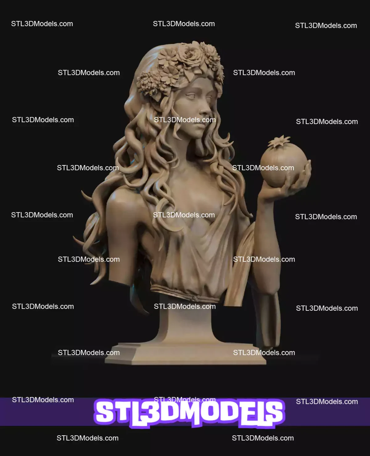 Persephone Bust STL 3D Printable Model