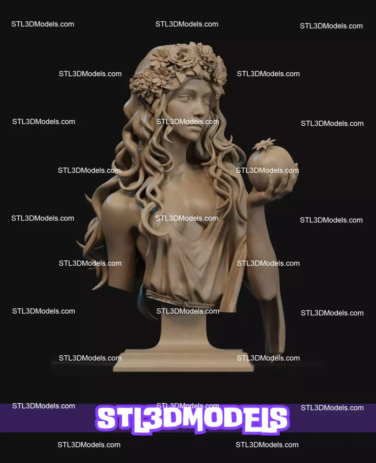 Persephone Bust STL 3D Printable Model