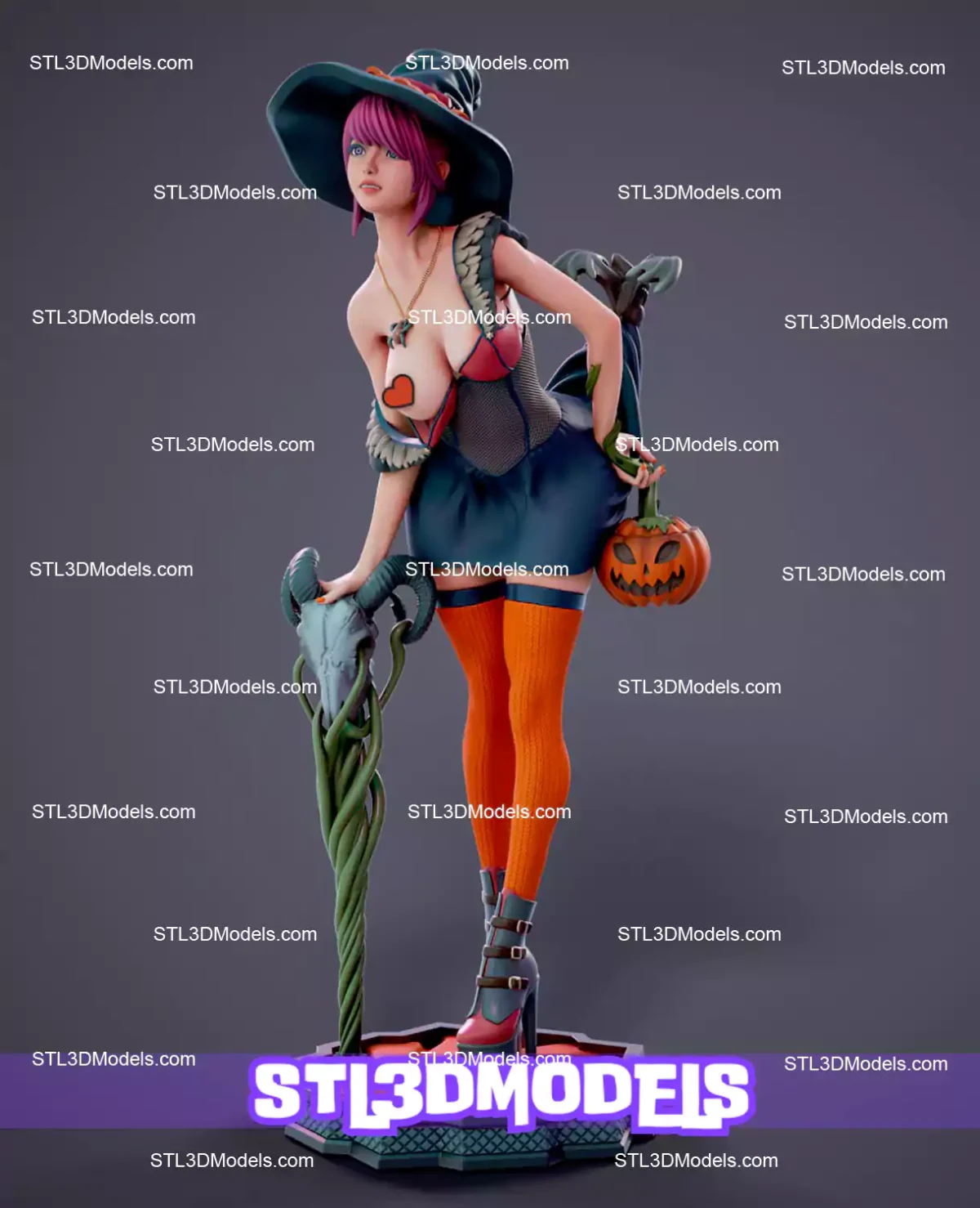 Halloween Witch Umbrella STL 3D Model 