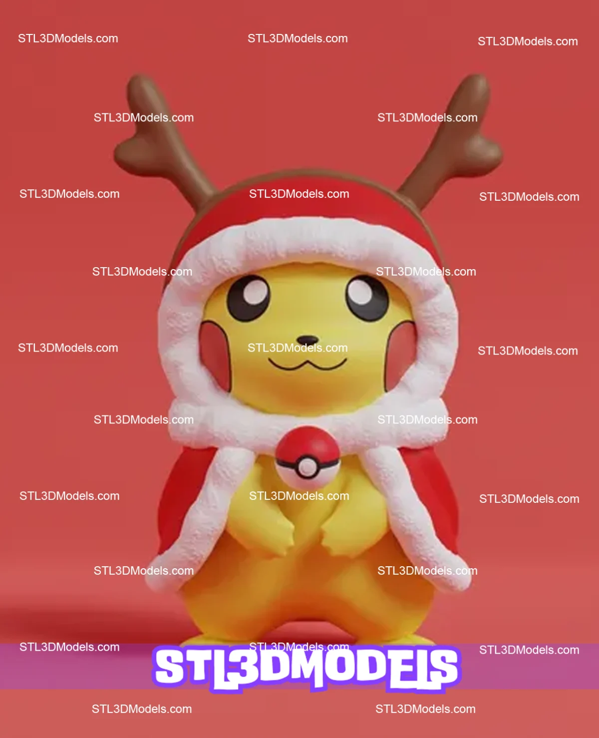 Christmas Pikachu STL 3D Model 