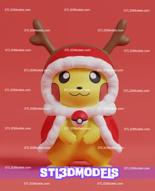 Christmas Pikachu STL 3D Model 