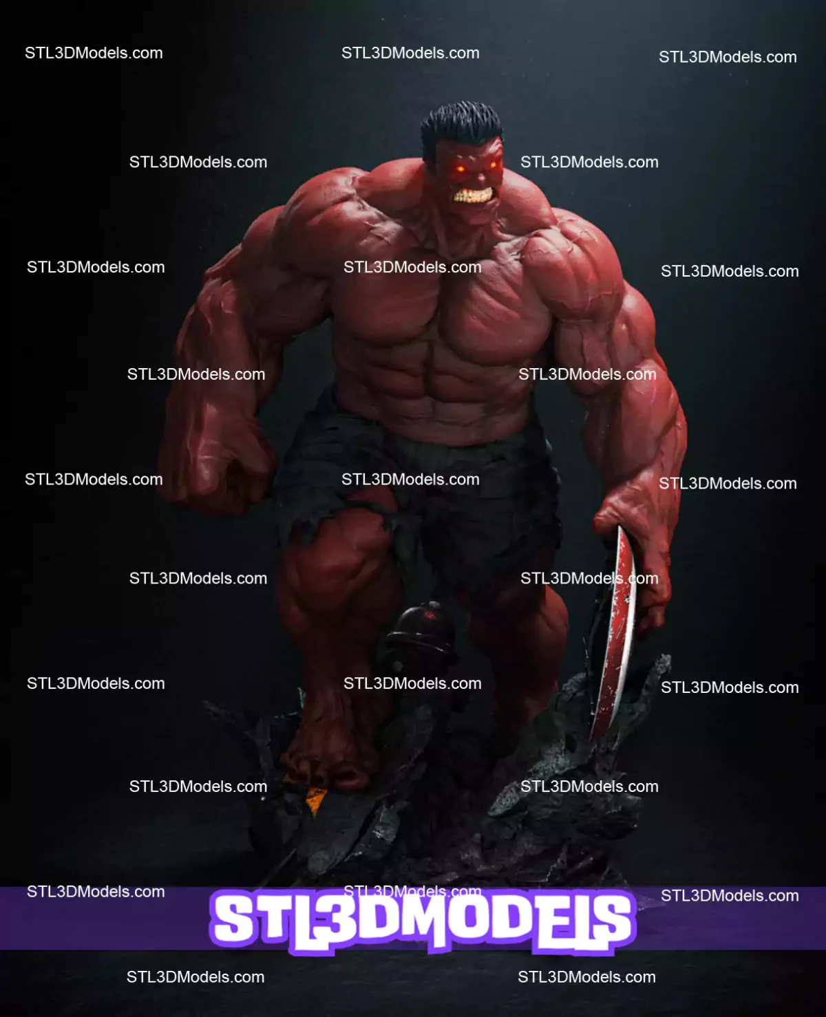 Red Hulk STL 3D Model 