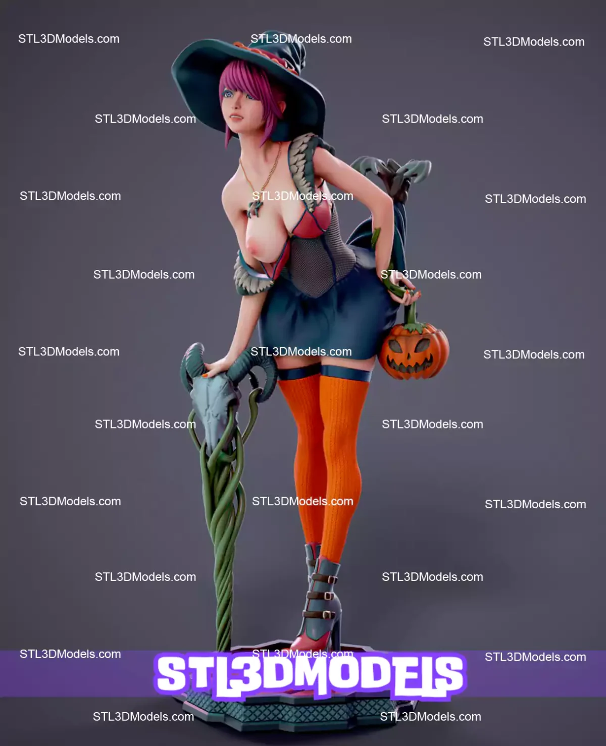 Halloween Witch Umbrella STL 3D Model 