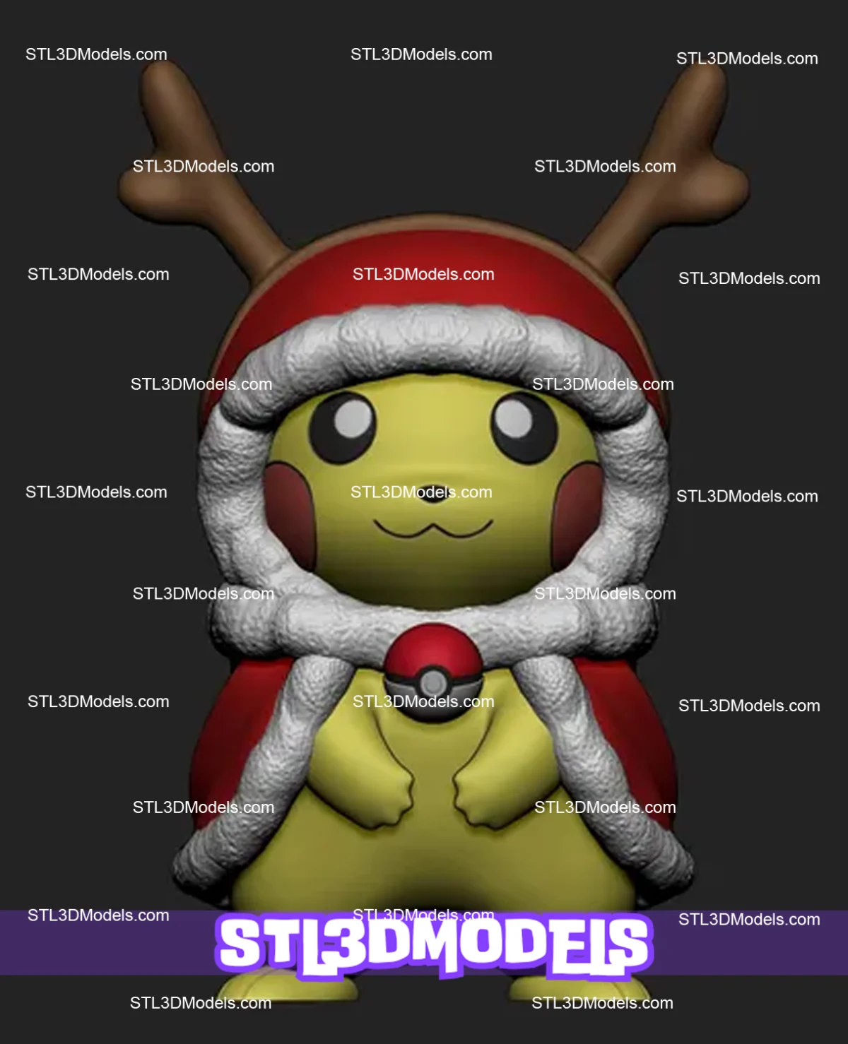Christmas Pikachu STL 3D Model 