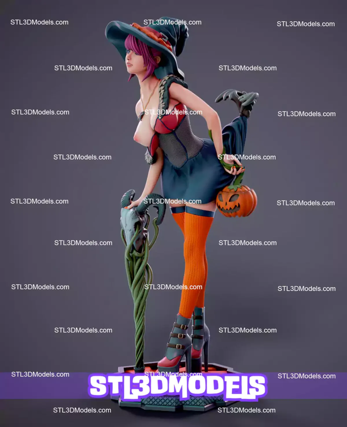 Halloween Witch Umbrella STL 3D Model 