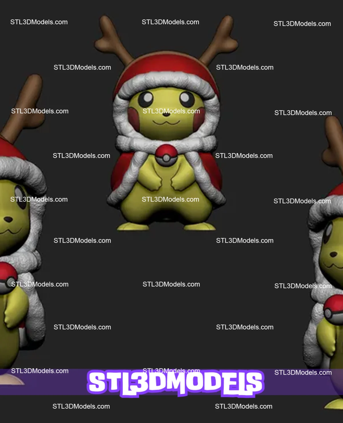 Christmas Pikachu STL 3D Model 