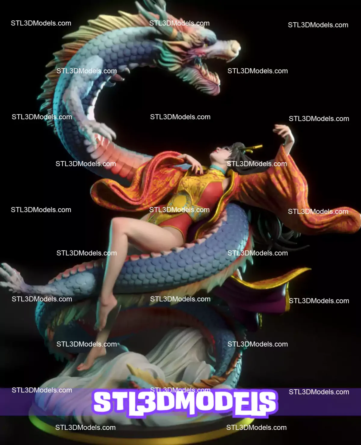 Yahui and the Dragon STL 3D Model