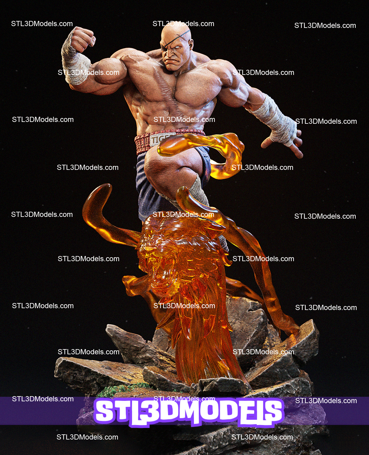 Sagat Street Fighter STL 3D Model