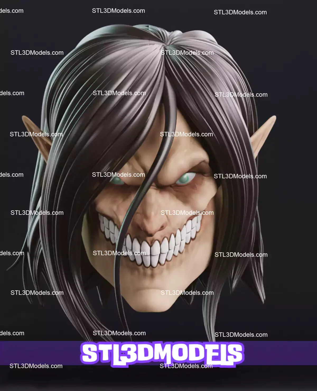 Eren Attack Titan Mask STL 3D Model 