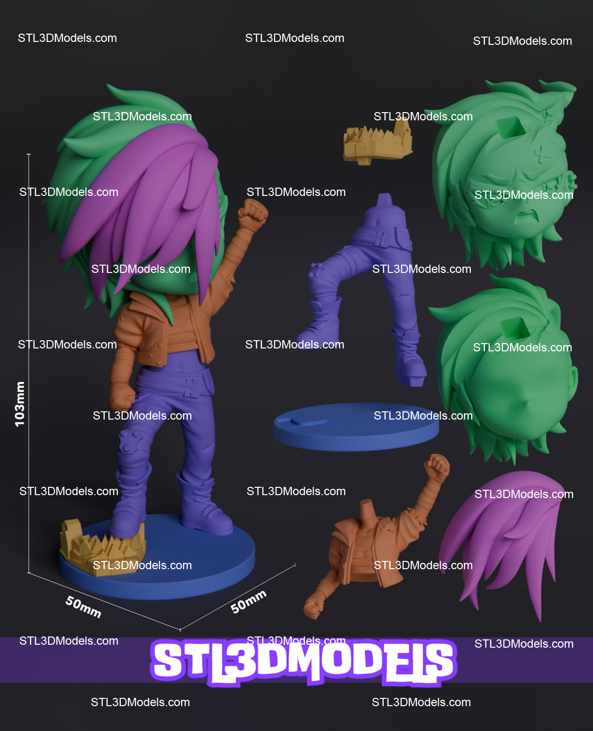 Chibi Vi Arcane STL 3D Model  Chibi Vi Arcane STL 3D Model