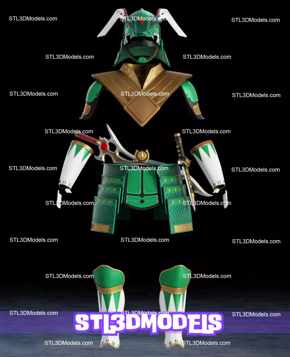 Sengoku Green Ranger Costume STL 3D Model 