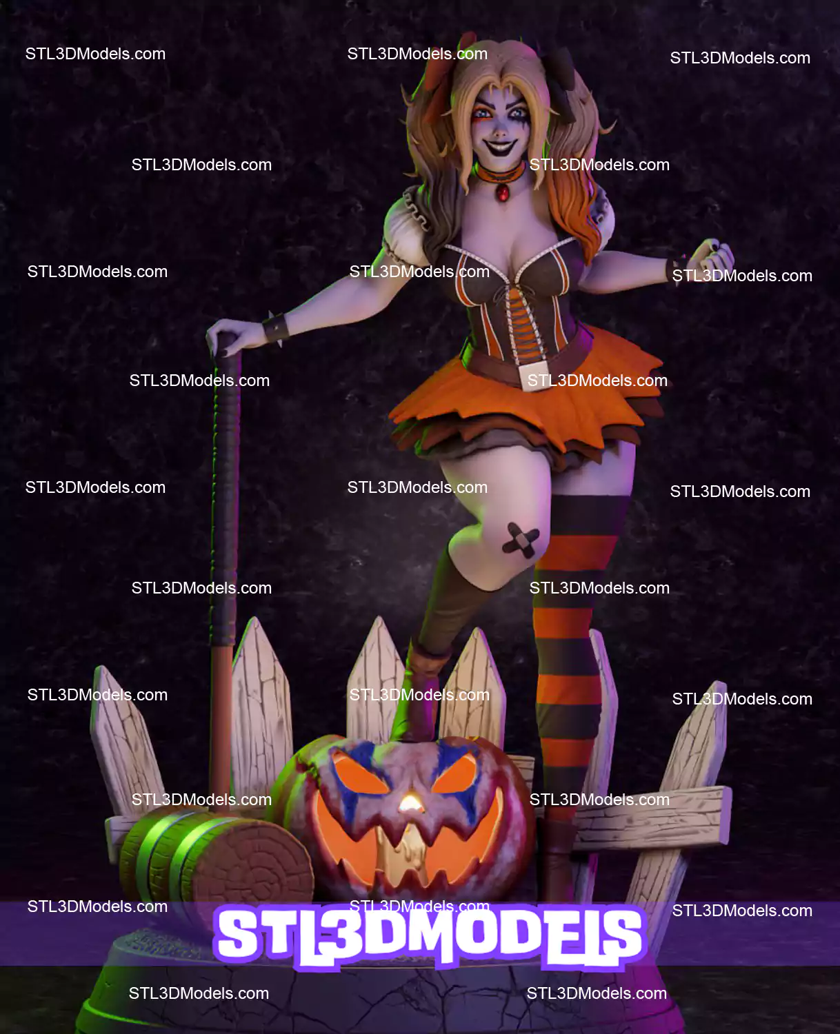 Harley Quinn Halloween STL 3D Model 