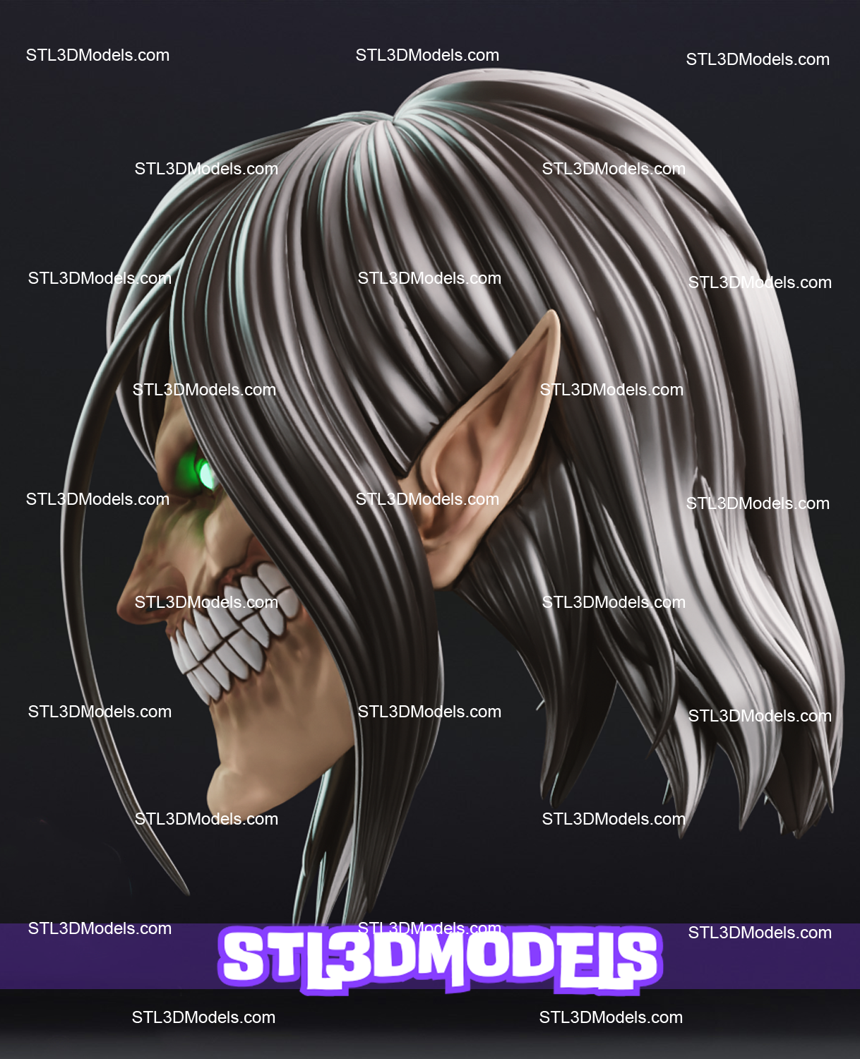 Eren Attack Titan Mask STL 3D Model 