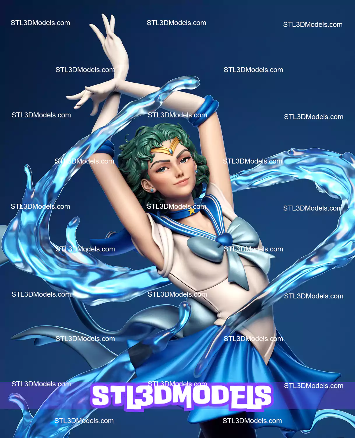 Mercury Elegance in Blue and White STL 3D Model