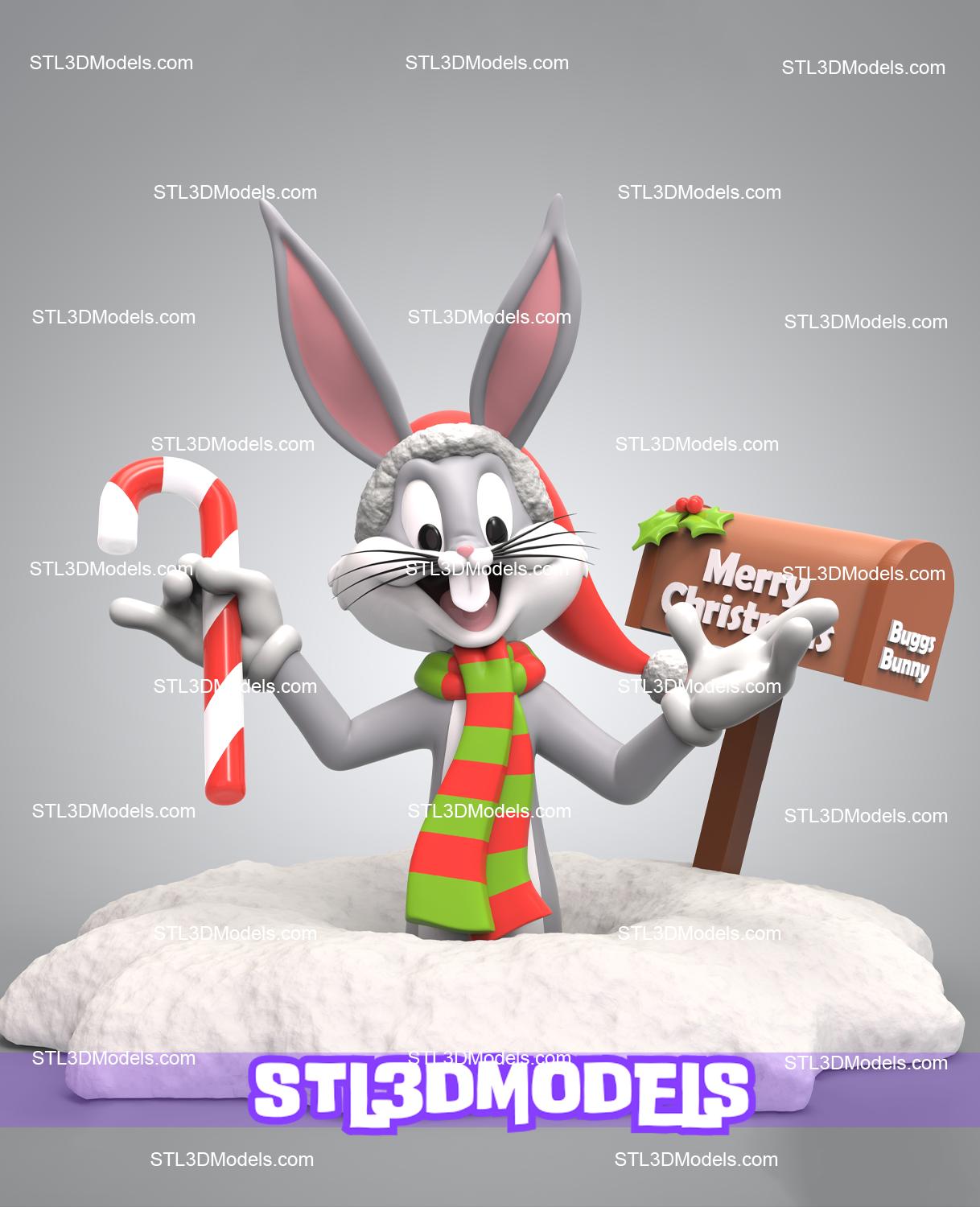 Bugs Bunny Christmas STL 3D Model