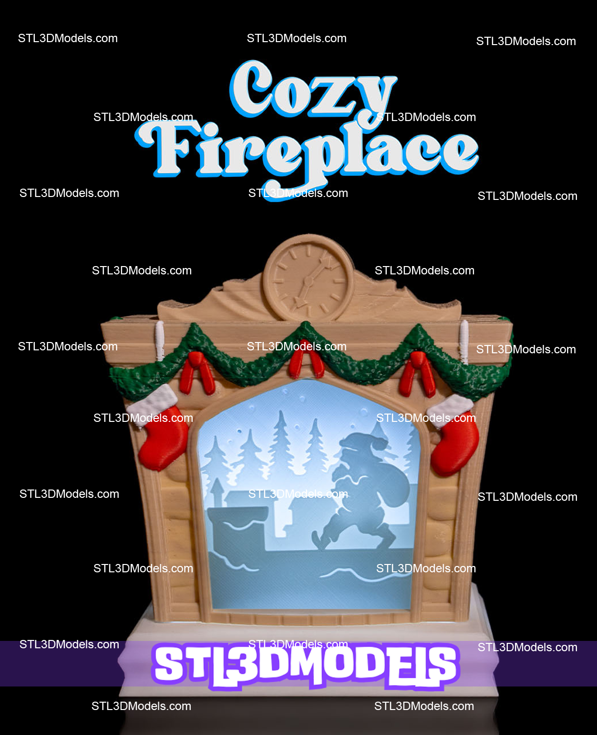 Cozy Fireplace STL & 3MF 3D Model 