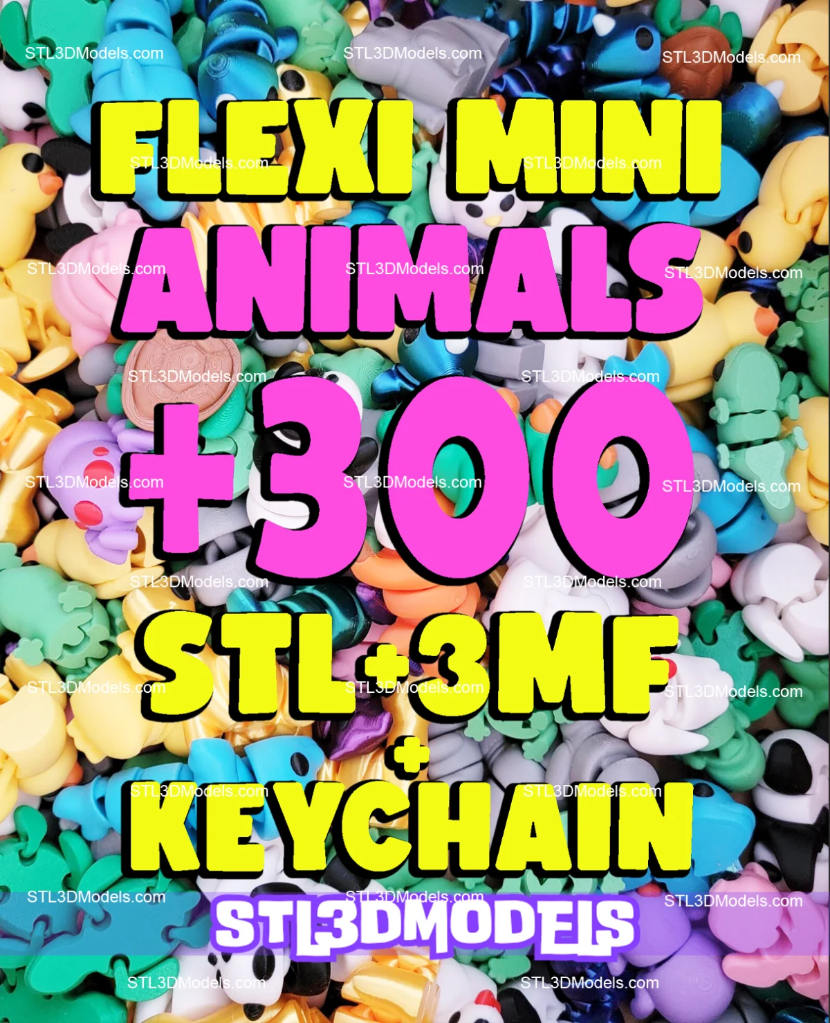 300 Mini Cute Flexi Animals STL & 3MF Print Model