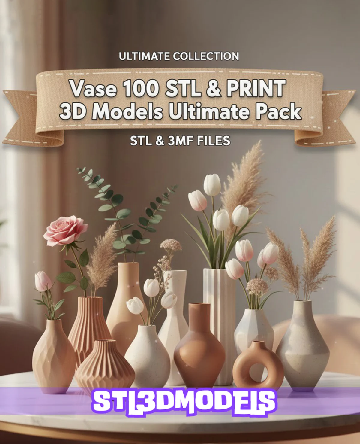 Vase 100 STL & 3MF 3D Models Ultimate Pack