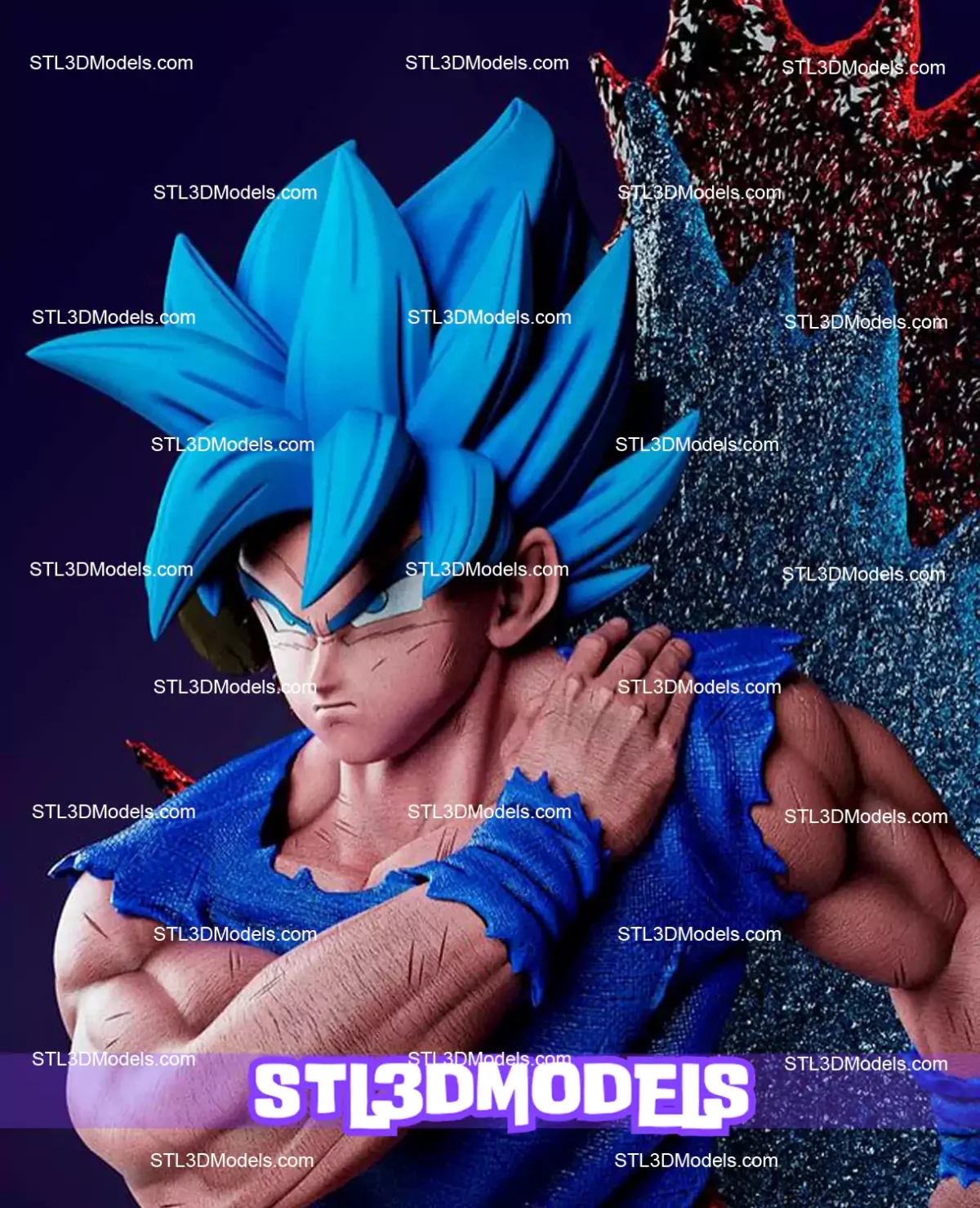 Blue Goku Dragon Ball STL 3D Model - STL 3D Models