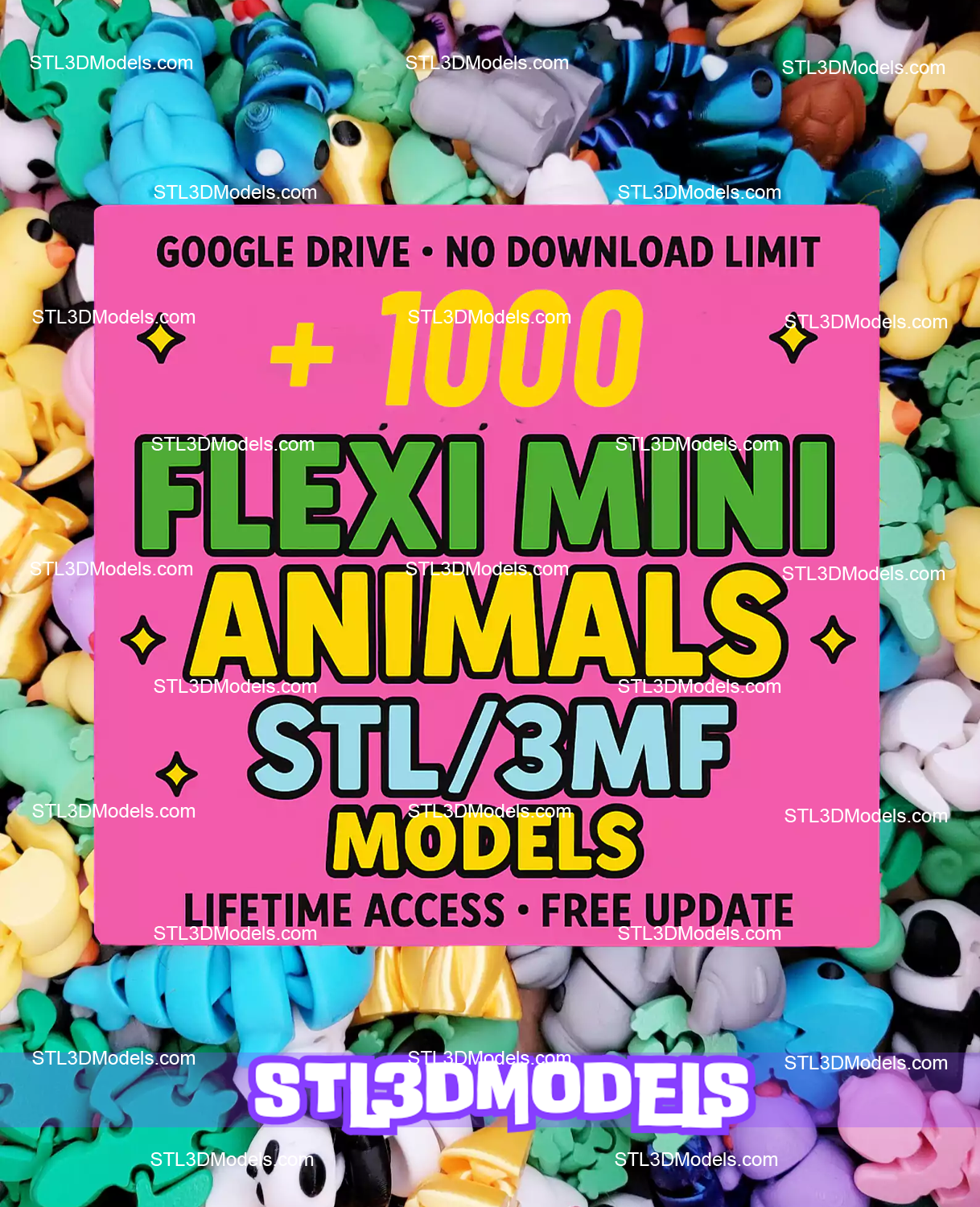 1000+ Mini Flexi Animals Articulated STL & 3MF Models for 3D Printing