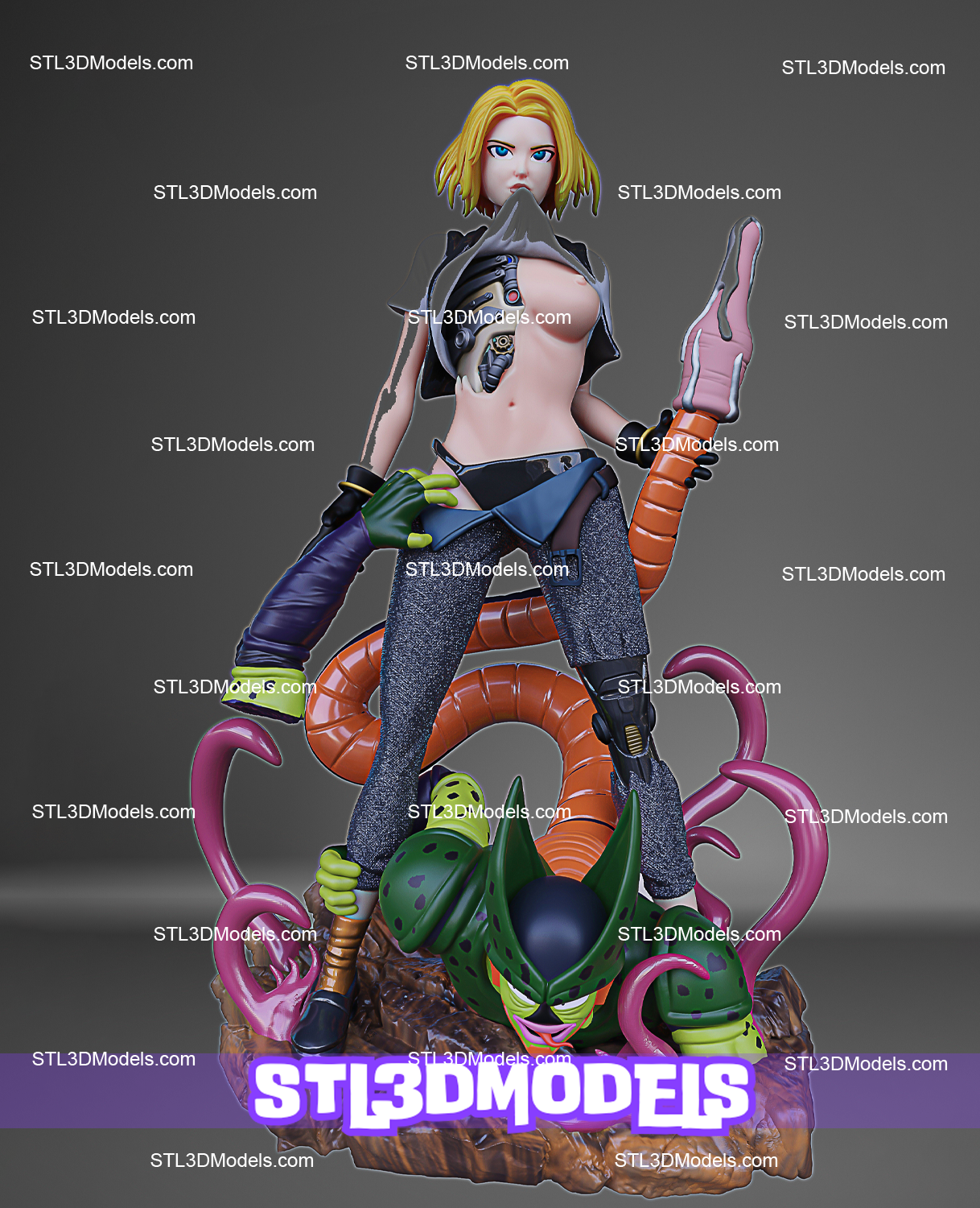 Android 18 vs Cell STL 3D Model