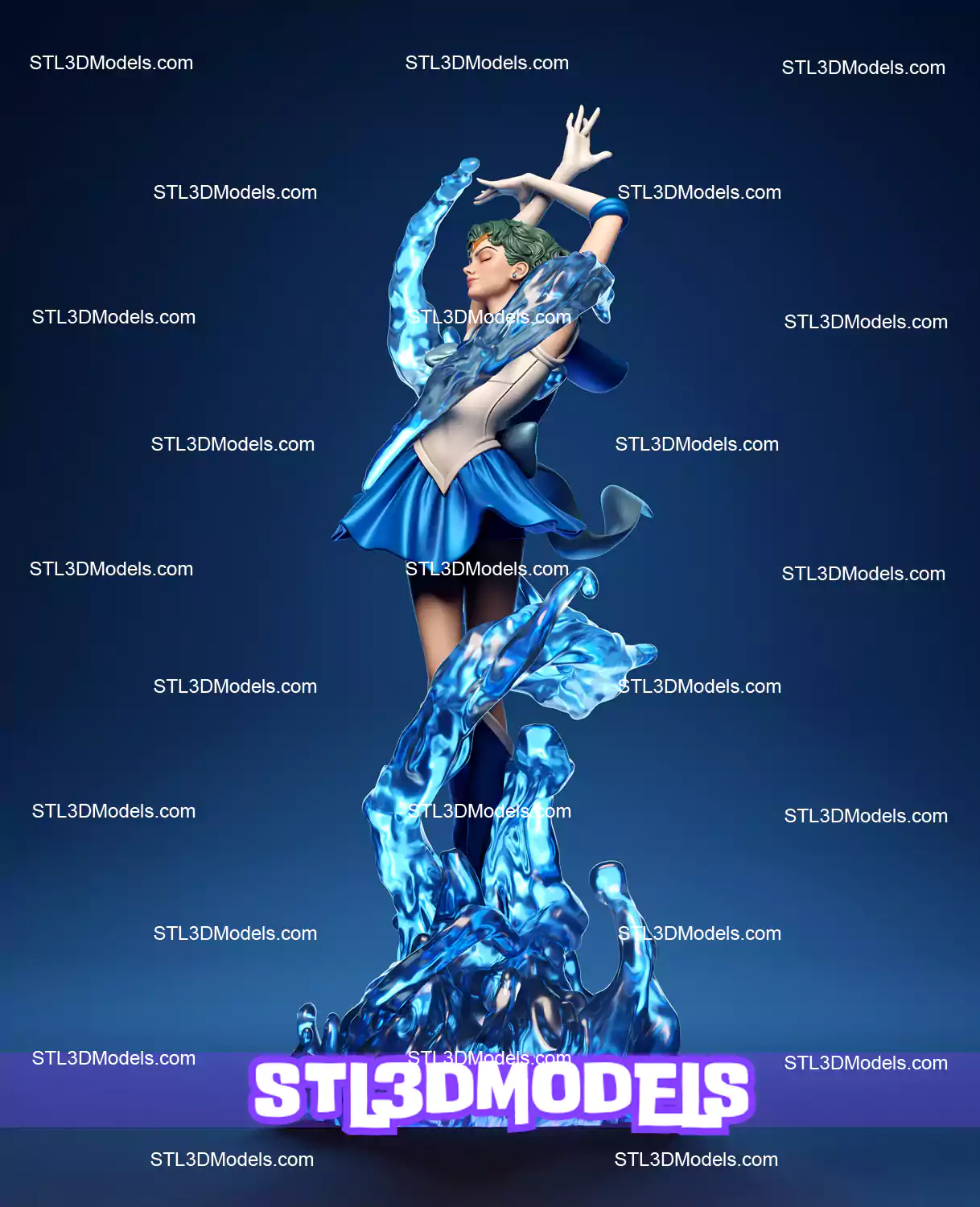 Mercury Elegance in Blue and White STL 3D Model Mercury Elegance in Blue and White STL 3D Model