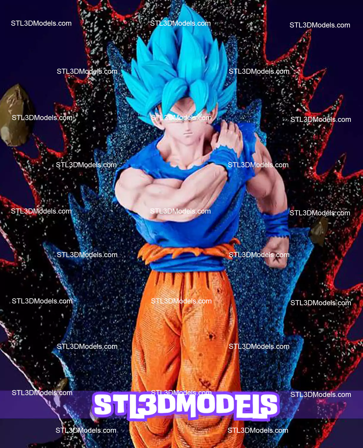 Blue Goku Dragon Ball STL 3D Model